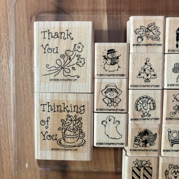 Stampin Up Year Round Fun 28pc Rubber Stamp Set Small Holiday Stamps plus 2 - Picture 3 of 6